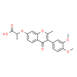 ChemSpider 2D Image | 2-{[3-(3,4-Dimethoxyphenyl)-2-methyl-4-oxo-4H-chromen-7-yl]oxy}propanoic acid | C21H20O7