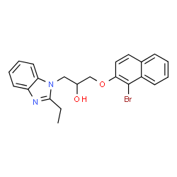ChemSpider 2D Image | 1-[(1-Bromo-2-naphthyl)oxy]-3-(2-ethyl-1H-benzimidazol-1-yl)-2-propanol | C22H21BrN2O2