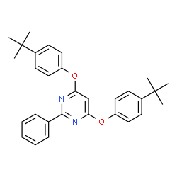ChemSpider 2D Image | 4,6-Bis[4-(2-methyl-2-propanyl)phenoxy]-2-phenylpyrimidine | C30H32N2O2