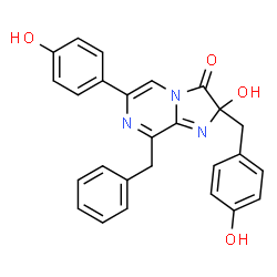 ChemSpider 2D Image | 8-Benzyl-2-hydroxy-2-(4-hydroxybenzyl)-6-(4-hydroxyphenyl)imidazo[1,2-a]pyrazin-3(2H)-one | C26H21N3O4