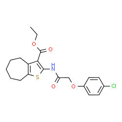 ChemSpider 2D Image | Ethyl 2-{[(4-chlorophenoxy)acetyl]amino}-5,6,7,8-tetrahydro-4H-cyclohepta[b]thiophene-3-carboxylate | C20H22ClNO4S