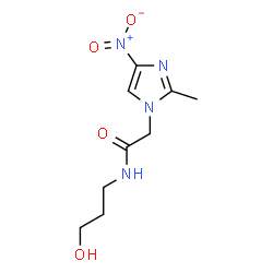 ChemSpider 2D Image | N-(3-Hydroxypropyl)-2-(2-methyl-4-nitro-1H-imidazol-1-yl)acetamide | C9H14N4O4