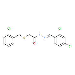 ChemSpider 2D Image | 2-[(2-Chlorobenzyl)sulfanyl]-N'-[(E)-(2,4-dichlorophenyl)methylene]acetohydrazide | C16H13Cl3N2OS
