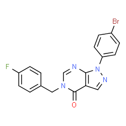 ChemSpider 2D Image | 1-(4-Bromophenyl)-5-(4-fluorobenzyl)-1,5-dihydro-4H-pyrazolo[3,4-d]pyrimidin-4-one | C18H12BrFN4O