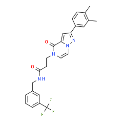 ChemSpider 2D Image | 3-[2-(3,4-Dimethylphenyl)-4-oxopyrazolo[1,5-a]pyrazin-5(4H)-yl]-N-[3-(trifluoromethyl)benzyl]propanamide | C25H23F3N4O2