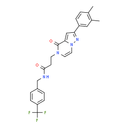 ChemSpider 2D Image | 3-[2-(3,4-Dimethylphenyl)-4-oxopyrazolo[1,5-a]pyrazin-5(4H)-yl]-N-[4-(trifluoromethyl)benzyl]propanamide | C25H23F3N4O2