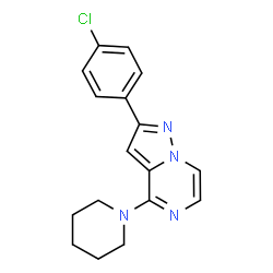 ChemSpider 2D Image | 2-(4-Chlorophenyl)-4-(1-piperidinyl)pyrazolo[1,5-a]pyrazine | C17H17ClN4