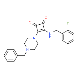 ChemSpider 2D Image | 3-(4-Benzyl-1-piperazinyl)-4-[(2-fluorobenzyl)amino]-3-cyclobutene-1,2-dione | C22H22FN3O2