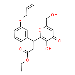 ChemSpider 2D Image | Ethyl 3-[3-(allyloxy)phenyl]-3-[3-hydroxy-6-(hydroxymethyl)-4-oxo-4H-pyran-2-yl]propanoate | C20H22O7