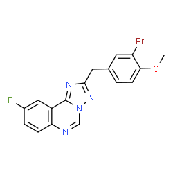 ChemSpider 2D Image | 2-(3-Bromo-4-methoxybenzyl)-9-fluoro[1,2,4]triazolo[1,5-c]quinazoline | C17H12BrFN4O
