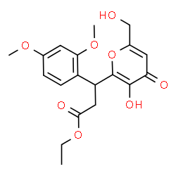 ChemSpider 2D Image | Ethyl 3-(2,4-dimethoxyphenyl)-3-[3-hydroxy-6-(hydroxymethyl)-4-oxo-4H-pyran-2-yl]propanoate | C19H22O8
