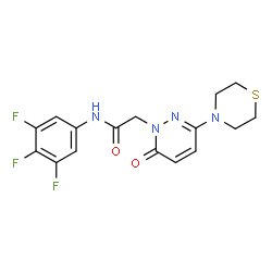 ChemSpider 2D Image | 2-[6-Oxo-3-(4-thiomorpholinyl)-1(6H)-pyridazinyl]-N-(3,4,5-trifluorophenyl)acetamide | C16H15F3N4O2S
