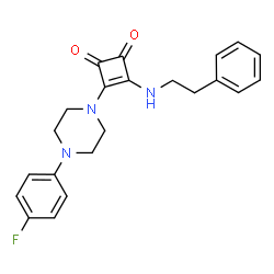 ChemSpider 2D Image | 3-[4-(4-Fluorophenyl)-1-piperazinyl]-4-[(2-phenylethyl)amino]-3-cyclobutene-1,2-dione | C22H22FN3O2