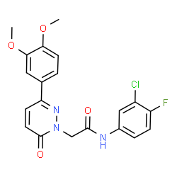 ChemSpider 2D Image | N-(3-Chloro-4-fluorophenyl)-2-[3-(3,4-dimethoxyphenyl)-6-oxo-1(6H)-pyridazinyl]acetamide | C20H17ClFN3O4