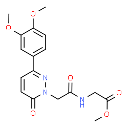 ChemSpider 2D Image | Methyl N-{[3-(3,4-dimethoxyphenyl)-6-oxo-1(6H)-pyridazinyl]acetyl}glycinate | C17H19N3O6