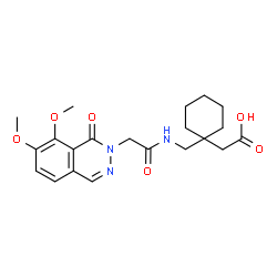ChemSpider 2D Image | [1-({[(7,8-Dimethoxy-1-oxo-2(1H)-phthalazinyl)acetyl]amino}methyl)cyclohexyl]acetic acid | C21H27N3O6