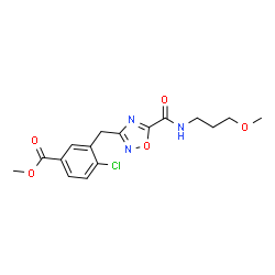 ChemSpider 2D Image | Methyl 4-chloro-3-({5-[(3-methoxypropyl)carbamoyl]-1,2,4-oxadiazol-3-yl}methyl)benzoate | C16H18ClN3O5