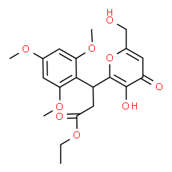 ChemSpider 2D Image | Ethyl 3-[3-hydroxy-6-(hydroxymethyl)-4-oxo-4H-pyran-2-yl]-3-(2,4,6-trimethoxyphenyl)propanoate | C20H24O9