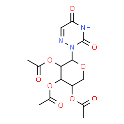 ChemSpider 2D Image | 2-(2,3,4-Tri-O-acetylpentopyranosyl)-1,2,4-triazine-3,5(2H,4H)-dione | C14H17N3O9
