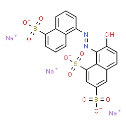 ChemSpider 2D Image | Trisodium 7-hydroxy-8-[(E)-(5-sulfonato-1-naphthyl)diazenyl]-1,3-naphthalenedisulfonate | C20H11N2Na3O10S3