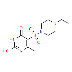 ChemSpider 2D Image | 5-[(4-Ethyl-1-piperazinyl)sulfonyl]-6-methyl-2,4(1H,3H)-pyrimidinedione | C11H18N4O4S