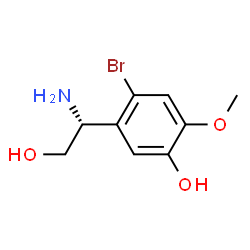 ChemSpider 2D Image | 5-[(1R)-1-Amino-2-hydroxyethyl]-4-bromo-2-methoxyphenol | C9H12BrNO3
