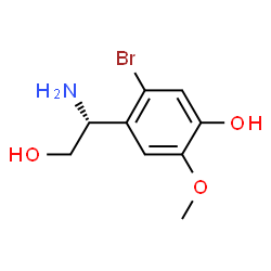 ChemSpider 2D Image | 4-[(1R)-1-Amino-2-hydroxyethyl]-5-bromo-2-methoxyphenol | C9H12BrNO3
