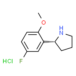 ChemSpider 2D Image | (2R)-2-(5-Fluoro-2-methoxyphenyl)pyrrolidine hydrochloride (1:1) | C11H15ClFNO