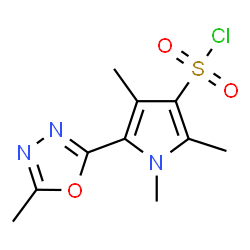 ChemSpider 2D Image | 1,2,4-Trimethyl-5-(5-methyl-1,3,4-oxadiazol-2-yl)-1H-pyrrole-3-sulfonyl chloride | C10H12ClN3O3S