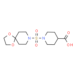 ChemSpider 2D Image | 1-(1,4-Dioxa-8-azaspiro[4.5]dec-8-ylsulfonyl)-4-piperidinecarboxylic acid | C13H22N2O6S