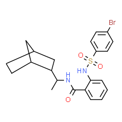 ChemSpider 2D Image | N-[1-(Bicyclo[2.2.1]hept-2-yl)ethyl]-2-{[(4-bromophenyl)sulfonyl]amino}benzamide | C22H25BrN2O3S