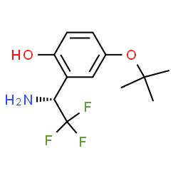 ChemSpider 2D Image | 2-[(1R)-1-Amino-2,2,2-trifluoroethyl]-4-[(2-methyl-2-propanyl)oxy]phenol | C12H16F3NO2