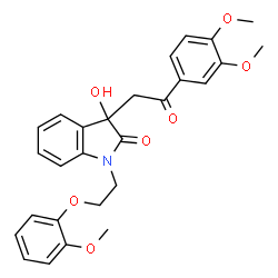 ChemSpider 2D Image | 3-[2-(3,4-Dimethoxyphenyl)-2-oxoethyl]-3-hydroxy-1-[2-(2-methoxyphenoxy)ethyl]-1,3-dihydro-2H-indol-2-one | C27H27NO7