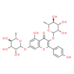 ChemSpider 2D Image | 7-[(6-Deoxy-L-mannopyranosyl)oxy]-5-hydroxy-2-(4-hydroxyphenyl)-4-oxo-4H-chromen-3-yl 6-deoxy-D-mannopyranoside | C27H30O14