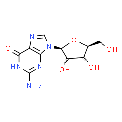 ChemSpider 2D Image | 2-Amino-9-(beta-L-lyxofuranosyl)-1,9-dihydro-6H-purin-6-one | C10H13N5O5