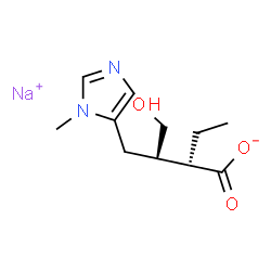 ChemSpider 2D Image | Sodium (2R,3R)-2-ethyl-4-hydroxy-3-[(1-methyl-1H-imidazol-5-yl)methyl]butanoate | C11H17N2NaO3