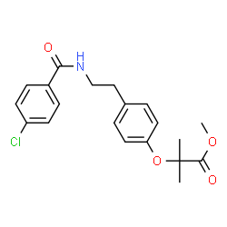 ChemSpider 2D Image | Methyl 2-(4-{2-[(4-chlorobenzoyl)amino]ethyl}phenoxy)-2-methylpropanoate | C20H22ClNO4