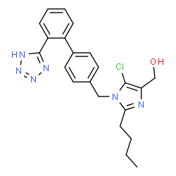 ChemSpider 2D Image | (2-BUTYL-5-CHLORO-1-((2'-(1H-TETRAZOL-5-YL)BIPHENYL-4-YL)METHYL)-1H-IMIDAZOL-4-YL)METHANOL | C22H23ClN6O
