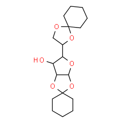 ChemSpider 2D Image | 5'-(1,4-Dioxaspiro[4.5]dec-2-yl)tetrahydrospiro[cyclohexane-1,2'-furo[2,3-d][1,3]dioxol]-6'-ol | C18H28O6