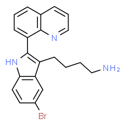 ChemSpider 2D Image | 4-[5-Bromo-2-(8-quinolinyl)-1H-indol-3-yl]-1-butanamine | C21H20BrN3