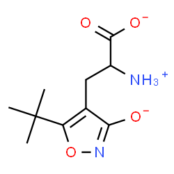 ChemSpider 2D Image | 2-Amino-3-(5-tert-butyl-3-hydroxy-1,2-oxazol-4-yl)propanoate | C10H15N2O4