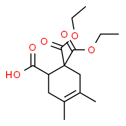 ChemSpider 2D Image | 6,6-Bis(ethoxycarbonyl)-3,4-dimethyl-3-cyclohexene-1-carboxylic acid | C15H22O6