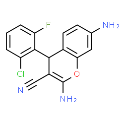 ChemSpider 2D Image | 2,7-Diamino-4-(2-chloro-6-fluorophenyl)-4H-chromene-3-carbonitrile | C16H11ClFN3O