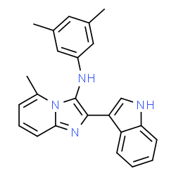 ChemSpider 2D Image | N-(3,5-Dimethylphenyl)-2-(1H-indol-3-yl)-5-methylimidazo[1,2-a]pyridin-3-amine | C24H22N4