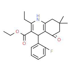 ChemSpider 2D Image | Ethyl 2-ethyl-4-(2-fluorophenyl)-7,7-dimethyl-5-oxo-1,4,5,6,7,8-hexahydro-3-quinolinecarboxylate | C22H26FNO3
