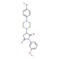 ChemSpider 2D Image | 1-(3-Methoxyphenyl)-3-[4-(4-methoxyphenyl)-1-piperazinyl]-2,5-pyrrolidinedione | C22H25N3O4
