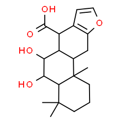 ChemSpider 2D Image | 5,6-Dihydroxy-4,4,11b-trimethyl-1,2,3,4,4a,5,6,6a,7,11,11a,11b-dodecahydrophenanthro[3,2-b]furan-7-carboxylic acid | C20H28O5