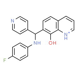ChemSpider 2D Image | 7-{[(4-Fluorophenyl)amino](4-pyridinyl)methyl}-8-hydroxyquinolinium | C21H17FN3O
