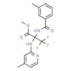 ChemSpider 2D Image | Methyl 3,3,3-trifluoro-2-[(3-methylbenzoyl)amino]-N-(4-methyl-2-pyridinyl)alaninate | C18H18F3N3O3