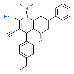 ChemSpider 2D Image | 2-Amino-1-(dimethylamino)-4-(4-ethylphenyl)-5-oxo-7-phenyl-1,4,5,6,7,8-hexahydro-3-quinolinecarbonitrile | C26H28N4O